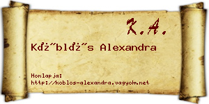 Köblös Alexandra névjegykártya